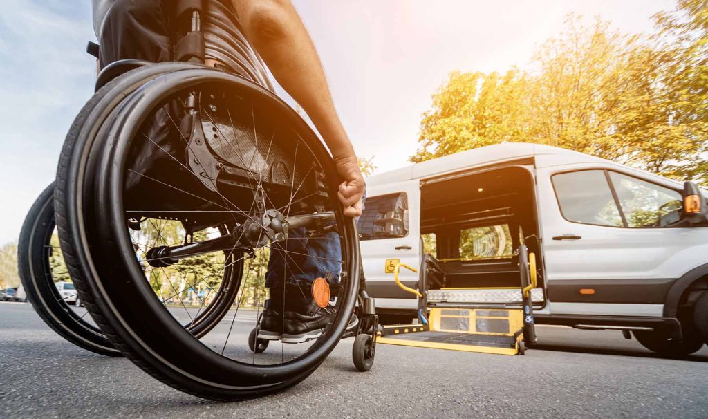 Non-emergency medical transportation for wheelchair patients using accessible van